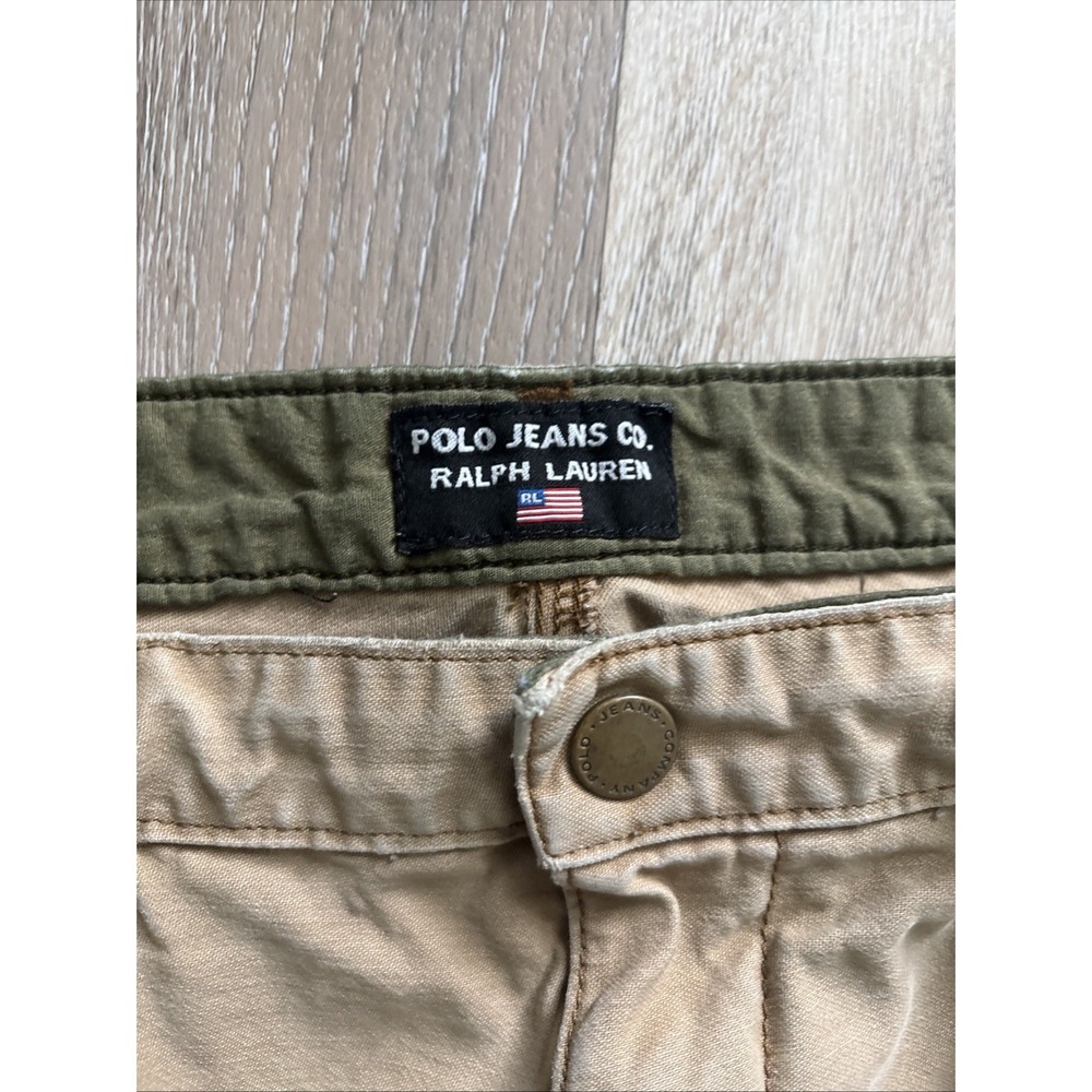 Polo Jeans Co. Ralph Lauren Vintage Tan Cargo Pants 90s Y2K 40X30 Freighter Pant - Picture 2 of 16